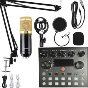 BM800 Condenser Mic with V8S Live USB Mixer Sound Card
